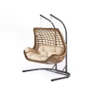 NORDV&Auml;RK Junda h&auml;ngstol utomhus, med kr&auml;mkuddar - brun polyrotting och aluminium