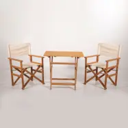 NORDVÄRK MYR03 Trädgårdsbord och stolsset (3 delar), krämfärgad