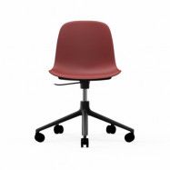 Normann Copenhagen Form chair swivel 5W kontorsstol röd, svart aluminium, hjul