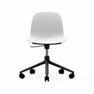 Normann Copenhagen Form chair swivel 5W kontorsstol vit, svart aluminium, hjul