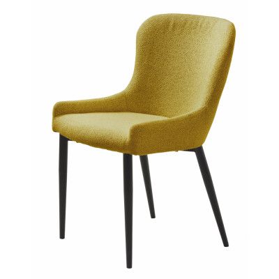 Ontario matbordsstol - senap bouclé och svart metall