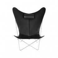 OX Denmarq KS Chair fladdermusfåtölj Läder black, rostfritt stativ