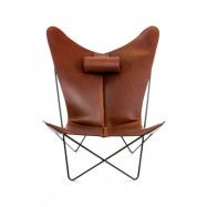 OX Denmarq KS Chair fladdermusfåtölj Läder cognac, svart stativ