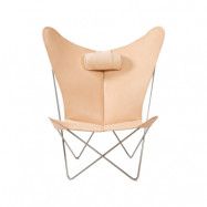 OX Denmarq KS Chair fladdermusfåtölj läder nature, rostfritt stativ