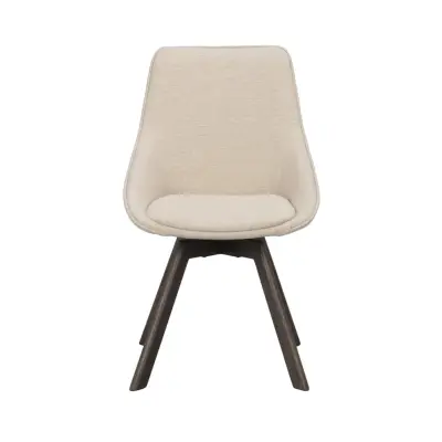 ROWICO Alison matbordsstol, vridbar - ljusbeige tyg och brun ek