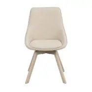 ROWICO Alison matbordsstol, vridbar - ljusbeige tyg och vitpigmenterad ek