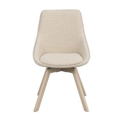 ROWICO Alison matbordsstol, vridbar - ljusbeige tyg och vitpigmenterad ek