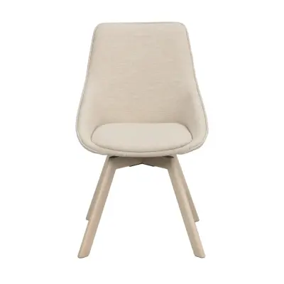 ROWICO Alison matbordsstol, vridbar - ljusbeige tyg och vitpigmenterad ek