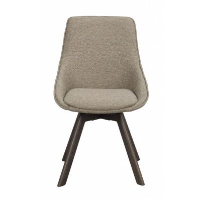 ROWICO Alison matbordsstol, vridbar - mörkbeige tyg och brun ek