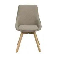 ROWICO Alison matbordsstol, vridbar - mörkbeige tyg och naturlig ek