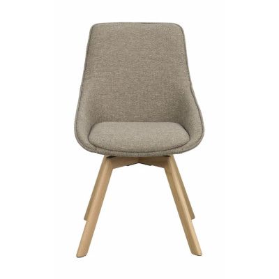 ROWICO Alison matbordsstol, vridbar - mörkbeige tyg och naturlig ek