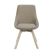 ROWICO Alison matbordsstol, vridbar - mörkbeige tyg och vitpigmenterad ek