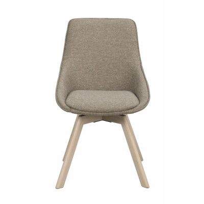 ROWICO Alison matbordsstol, vridbar - mörkbeige tyg och vitpigmenterad ek