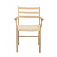 ROWICO Harlan matbordsstol, m. armstöd - ljusbeige papperssnöre och naturlig ek