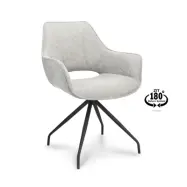 Sofia matbordsstol, med armstöd och vridbar - zinktyg och svart metall