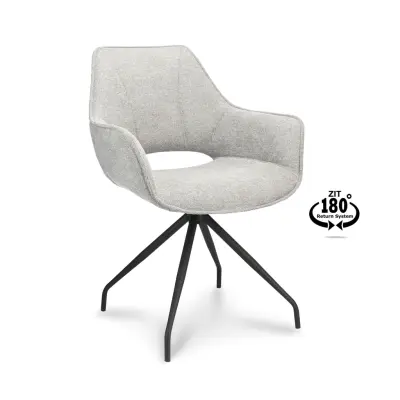 Sofia matbordsstol, med armstöd och vridbar - zinktyg och svart metall