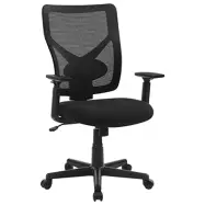 SONGMICS Mid-back Mesh Office Chair, vridbar ergonomisk stol med lutningsmekanism, stoppad med intern fjäder, justerbart svankstöd, armstöd, 120 kg lastkapacitet, svart OBN36BK