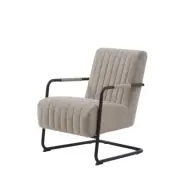 Öring fåtölj, m. armstöd -äkta tyg och svart metall