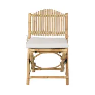 VENTURE DESIGN Cane fällbar stol för trädgården, med dyna - grått tyg, naturlig bambu och rotting