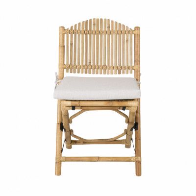 VENTURE DESIGN Cane fällbar stol för trädgården, med dyna - grått tyg, naturlig bambu och rotting