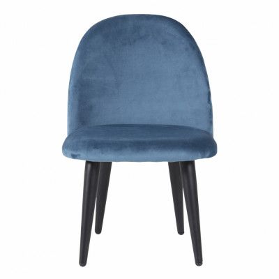 VENTURE DESIGN Velvet Chair XXS matbordsstol - blå velour och metall