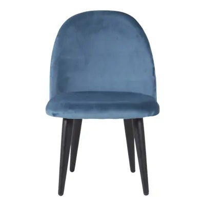 VENTURE DESIGN Velvet Chair XXS matbordsstol - blå velour och metall