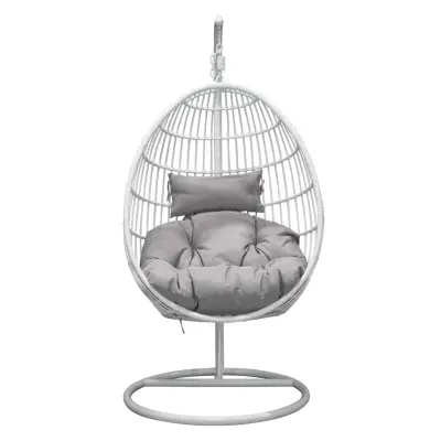 VENTURE DESIGN Viga Utomhushängmatta Stol med Grått Tygdyna - Vit Rotting och Stål