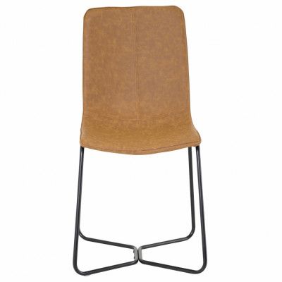 VENTURE DESIGN X-Chair matbordsstol - cognac polyester och svart metall