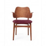 Warm Nordic Gesture stol, klädd sits Bordeaux-teakoljat ekstativ