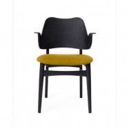 Warm Nordic Gesture stol, klädd sits Yellow-svartlackat bokstativ
