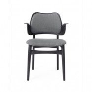 Warm Nordic Gesture stol, klädd sits&rygg tyg canvas 134 grey melange, svartlackat bokstativ
