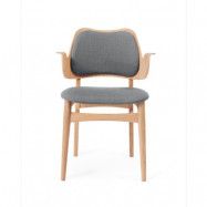 Warm Nordic Gesture stol, klädd sits&rygg tyg canvas 134 grey melange, vitoljat ekstativ, klädd sits, klädd rygg