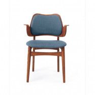 Warm Nordic Gesture stol, klädd sits&rygg tyg canvas 734 denim, teakoljat ekstativ, klädd sits, klädd rygg
