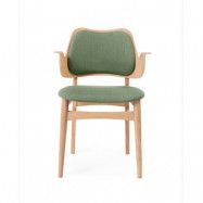 Warm Nordic Gesture stol, klädd sits&rygg tyg canvas 926 sage green, vitoljat ekstativ, klädd sits, klädd rygg