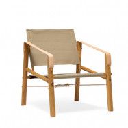WE DO WOOD Nomad fältstol, med armstöd - naturläder, canvas och ek
