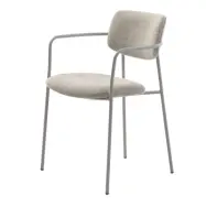 Zama matbordsstol, m. armstöd - benvit melerad tyg och grå metall