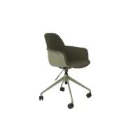 ZUIVER Albert Kuip kontorsstol, med armstöd och hjul - grön polyester och grön aluminium