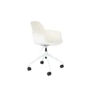 ZUIVER Albert Kuip kontorsstol, med armstöd och hjul - vit polyester och vit aluminium
