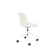 ZUIVER Albert Kuip kontorsstol, med hjul - vit polyester och vit aluminium