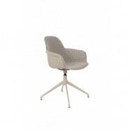 ZUIVER Albert Kuip matbordsstol, med armstöd och vridfunktion - taupe polyester och taupe aluminium