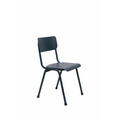 ZUIVER Back To School trädgårdsstol, stapelbar - gråblå aluminium