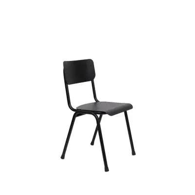 ZUIVER Back To School trädgårdsstol, stapelbar - svart aluminium