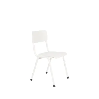 ZUIVER Back To School trädgårdsstol, stapelbar - vit aluminium