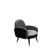 ZUIVER Sam fåtölj, m. armstöd - grått/svart tyg och guld