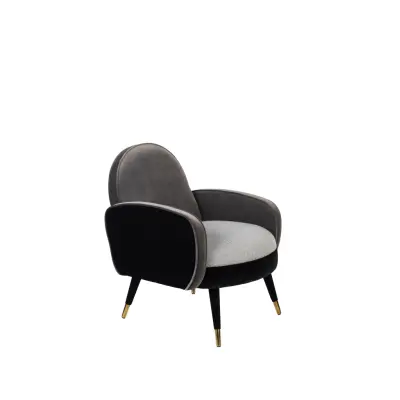 ZUIVER Sam fåtölj, m. armstöd - grått/svart tyg och guld