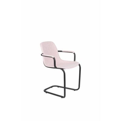 ZUIVER Törstig matbordsstol, m. armstöd, stapelbart - rosaåtervunnet PET och svart stål