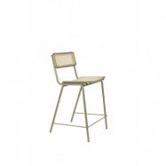 ZUIVER Jort barpall, med ryggst&ouml;d och fotst&ouml;d - naturlig rotting och gr&ouml;nt st&aring;l