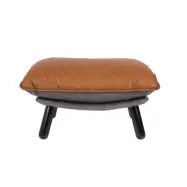 ZUIVER Lazy Sack fotpall LL, rektangulär - brun PU och bokträ