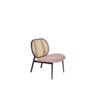ZUIVER Spike fåtölj - naturlig rotting, rosa polyester och svart stål
