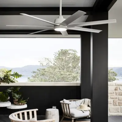 Atlanta takfläkt med belysning, vit, 142 cm, tystgående – Beacon Beacon Lighting - Vardagsrum - Modern - Plast